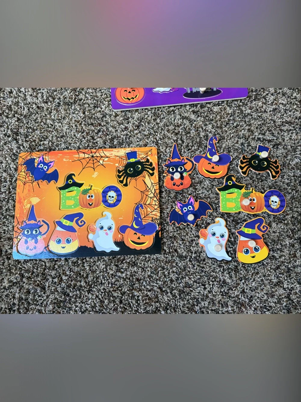 Halloween Puzzle Play Set for Kids - Purple & Orange